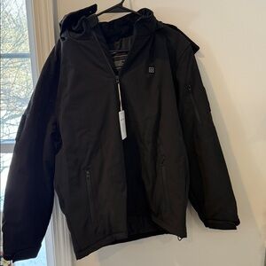 Amazon heated jacket Men's Black Hooded Jacket no battery